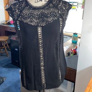 Shein black short sleeve blouse with button neck in back